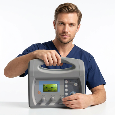 H-100C Digital Transport Ventilator With 8H Backup Battery Full Alarm System Airway Pressure Waveform Display Emergency Rescue Ventilator