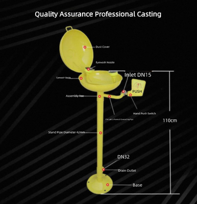 Vertical Epoxy‑Coated Emergency Eyewash Station